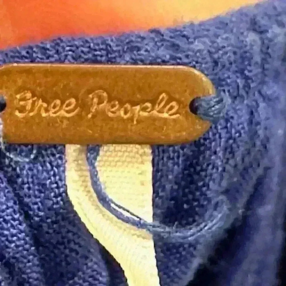 Free People Oxford Embroidered Mini Swing Dress Size Medium Cobalt Blue Indie - Picture 12 of 14